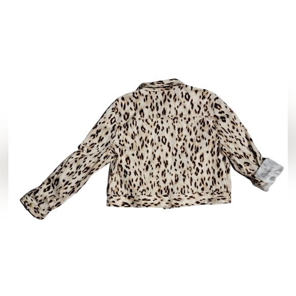 CHICOS Size 3 Cropped Gold Bedazzled Animal Print Lightweight Jacket SUPER CUTE! - Picture 4 of 7